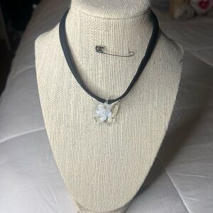 #24. Black Choker Necklace with Butterfly Pendant